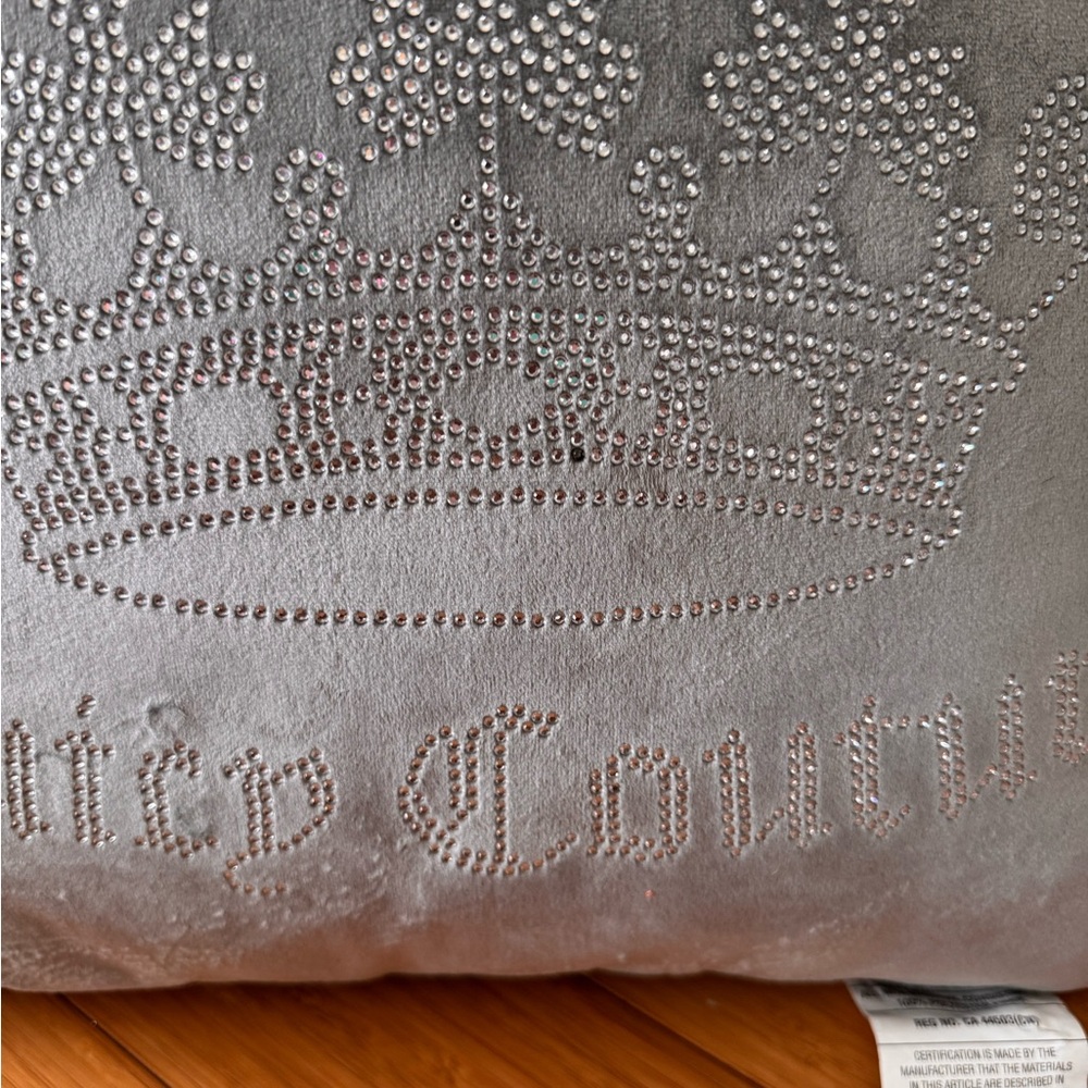 Juicy Couture Silver Velvet Pillow with Rhinestone Crown - Picture 3 of 3